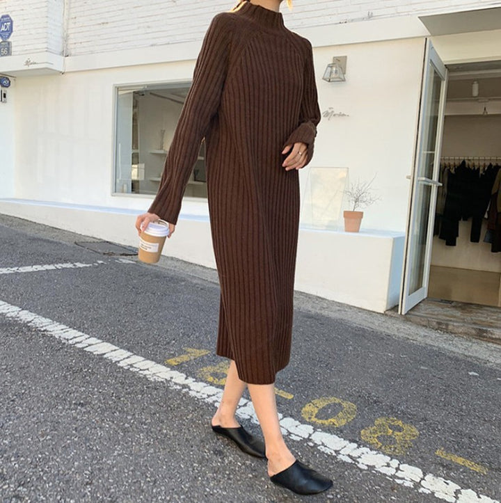 Knit dress for women with an attractive ribbed design and elegant cut details Lune London