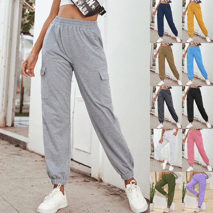 Pantalons cargo pour femmes au style décontracté avec une taille élastique et des poches latérales pratiques Chic & Stil