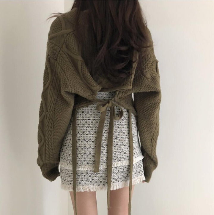 Cardigan en tricot à la mode pour femmes avec une ceinture à nouer polyvalente et un design créatif Chic & Stil