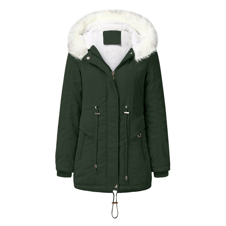Fashion winter parka for women with removable faux fur collar and adjustable waist drawstring Lune London