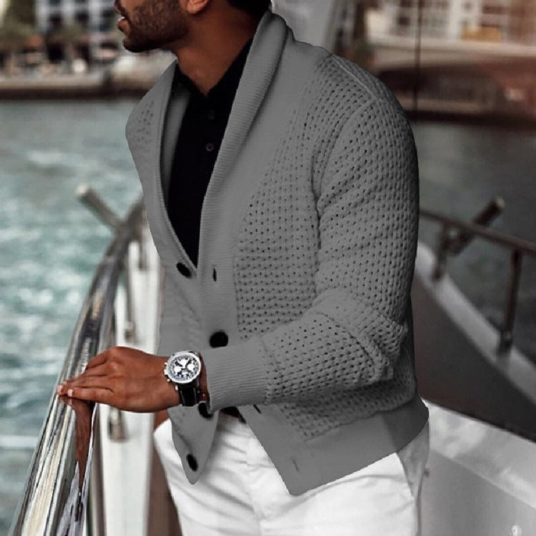 Lune London | Men's cardigan with textured design and elegant shawl collar