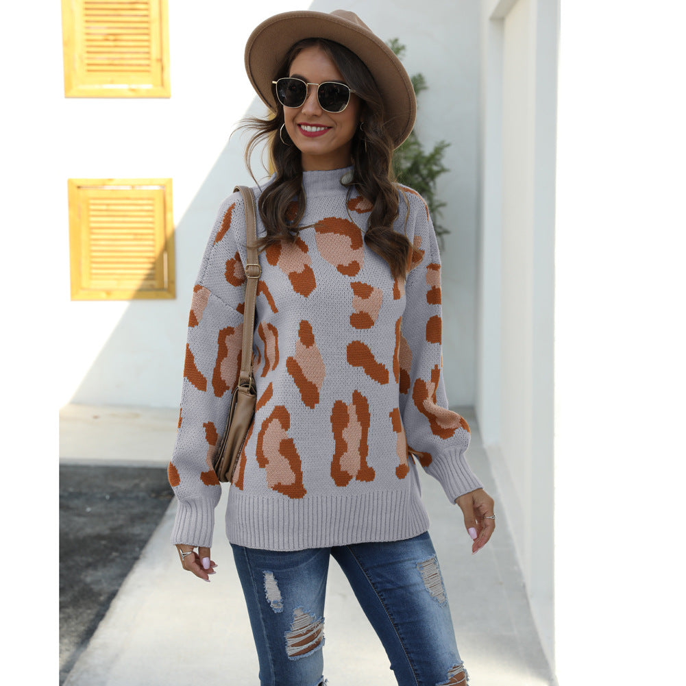 Pull tendance pour femmes avec un design animalier à la mode et un col montant Chic & Stil