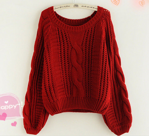 Ladies chunky knit sweater with prominent cable knit detail and wide sleeves Lune London