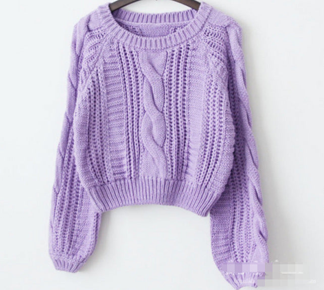 Ladies chunky knit sweater with prominent cable knit detail and wide sleeves Lune London