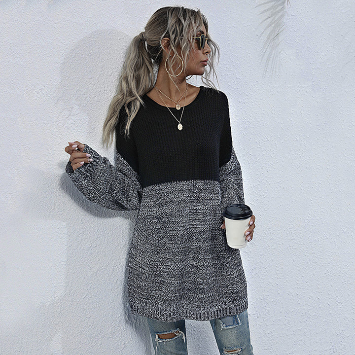 Comfortable knitted sweater for women with a modern color block design Lune London