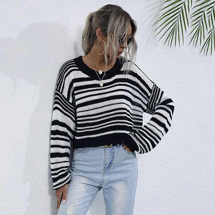 Casual loose fit sweater for women with striped pattern Lune London