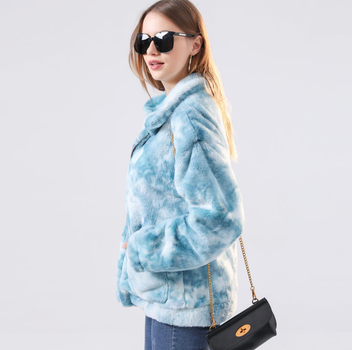 Short plush jacket for women with faux fur Lune London