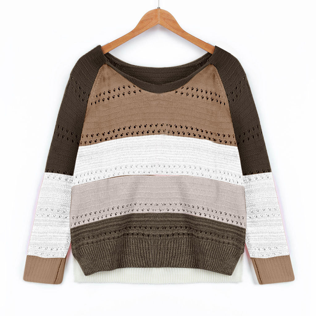 Knitted sweater for women with an original color design and a trendy openwork pattern Lune London