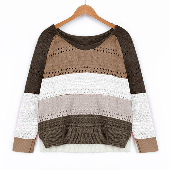 Knitted sweater for women with an original color design and a trendy openwork pattern Lune London