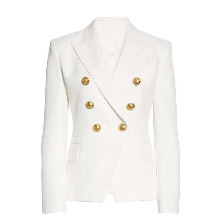 Ladies Elegant Double-Breasted Blazer with Golden Buttons Lune London