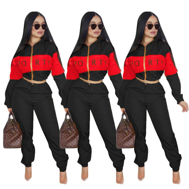 Lune London Women's Sports Jogging Set with Crop Top and Elastic Waist