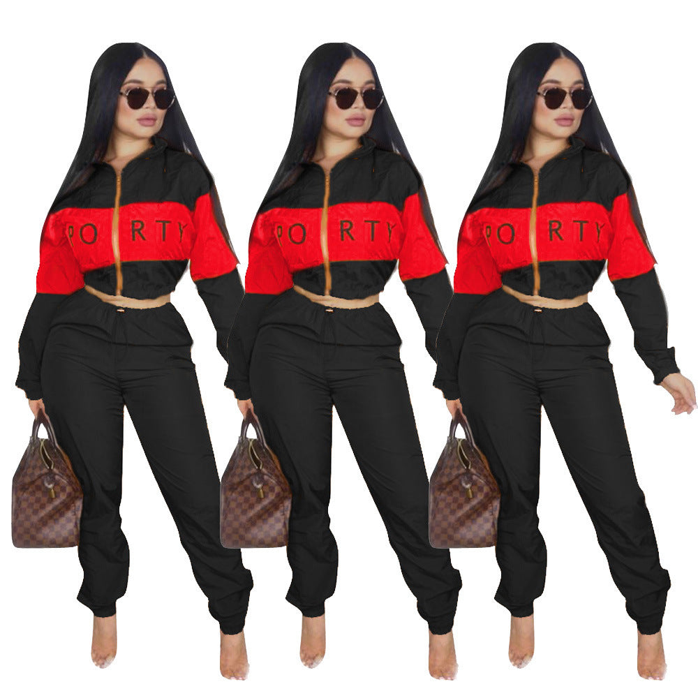 Lune London Women's Sports Jogging Set with Crop Top and Elastic Waist