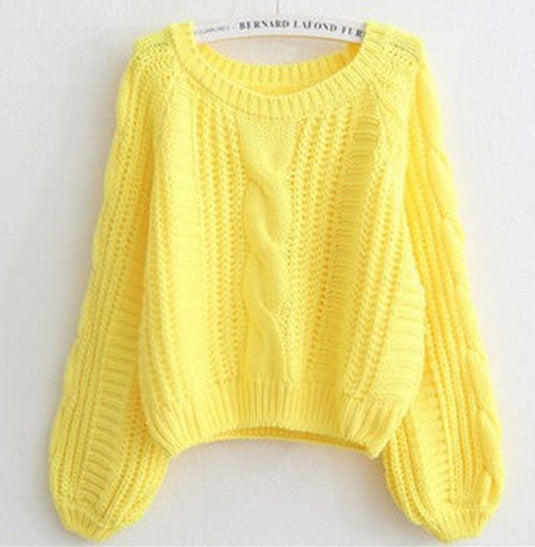 Ladies chunky knit sweater with prominent cable knit detail and wide sleeves Lune London