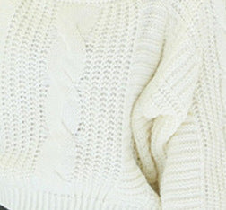 Ladies chunky knit sweater with prominent cable knit detail and wide sleeves Lune London