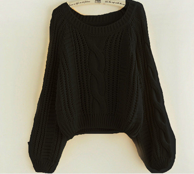 Ladies chunky knit sweater with prominent cable knit detail and wide sleeves Lune London