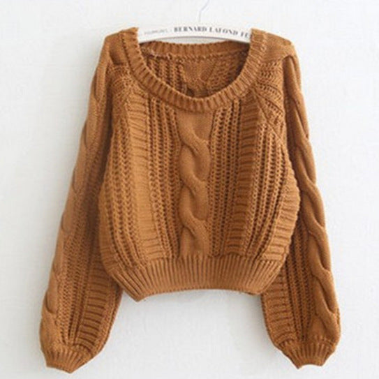 Ladies chunky knit sweater with prominent cable knit detail and wide sleeves Lune London