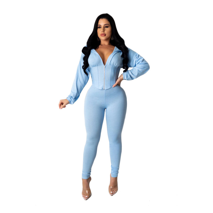 Ladies fitted romper with hood and tailored cut Lune London