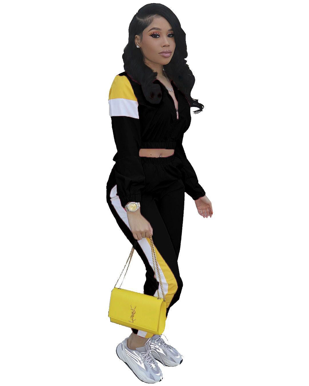 Women Elegant sports set with a trendy crop-top and slim joggers Lune London