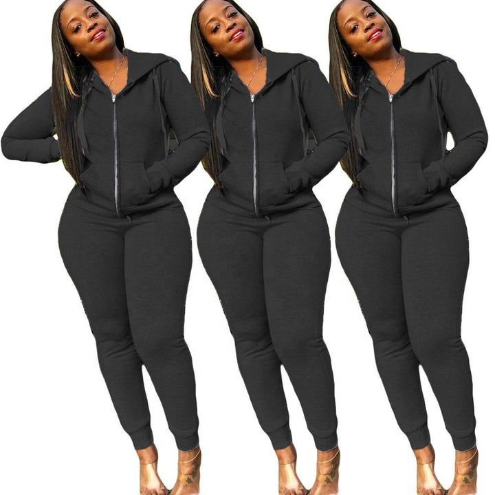 Women Sporty Jumpsuit with Hood and Side Pockets Lune London