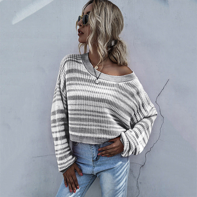 Casual loose fit sweater for women with striped pattern Lune London