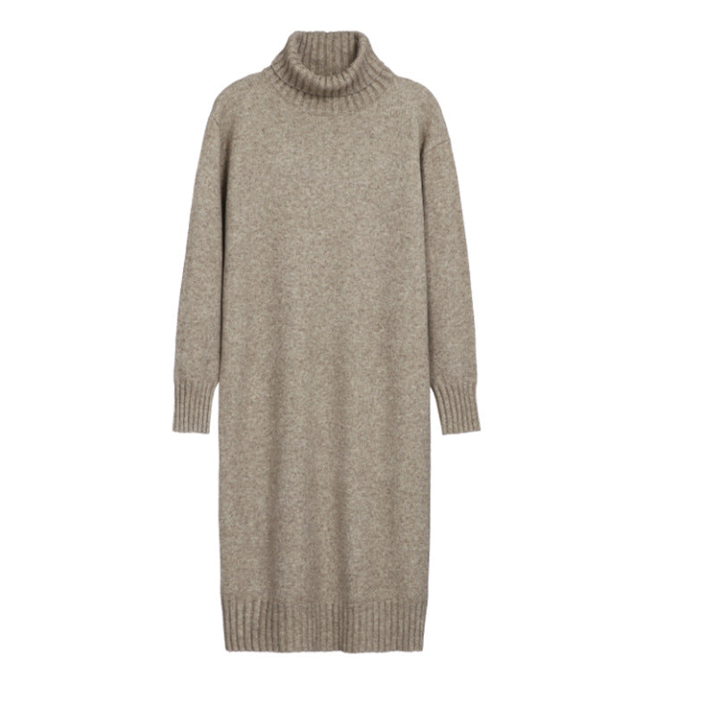 Robe tricotée pour femmes avec col montant et manches côtelées élégantes Chic & Stil