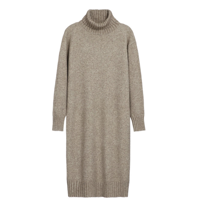 Robe en tricot pour femmes avec col montant et détails côtelés Chic & Stil