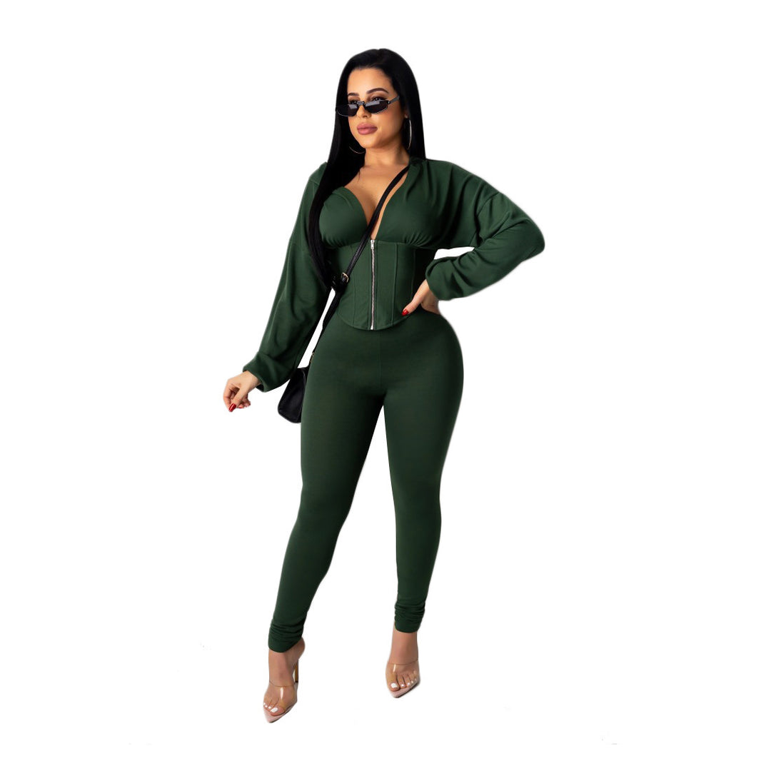 Ladies fitted romper with hood and tailored cut Lune London