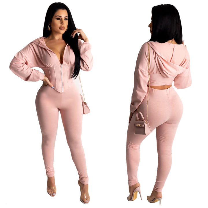 Ladies fitted romper with hood and tailored cut Lune London