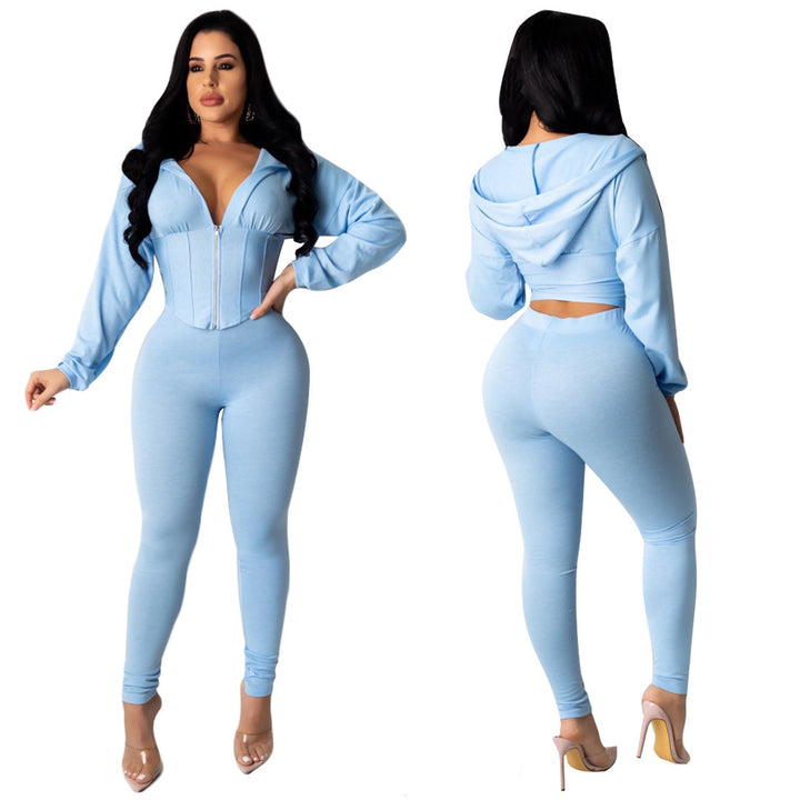 Ladies fitted romper with hood and tailored cut Lune London