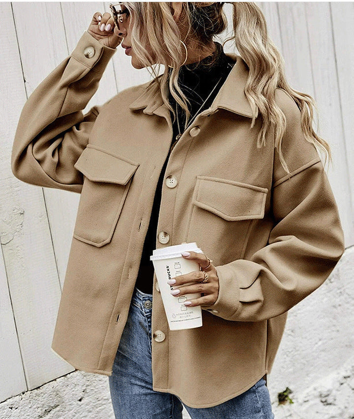 Lune London | Jacket - Oversized Fit - Soft Textured Quality - Button Closure - Large Pockets