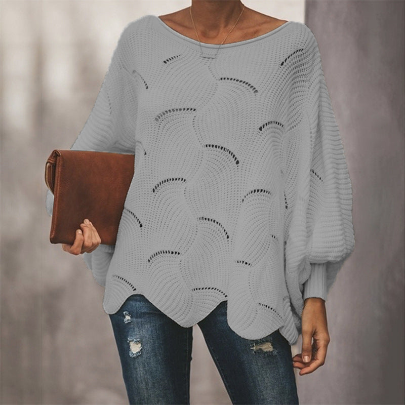 Casual knitted sweater for women with a unique wavy pattern Lune London