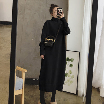 Robe tricotée pour femmes avec col montant et manches côtelées élégantes Chic & Stil