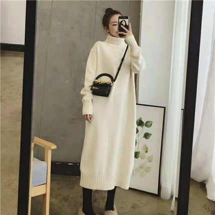 Robe tricotée pour femmes avec col montant et manches côtelées élégantes Chic & Stil