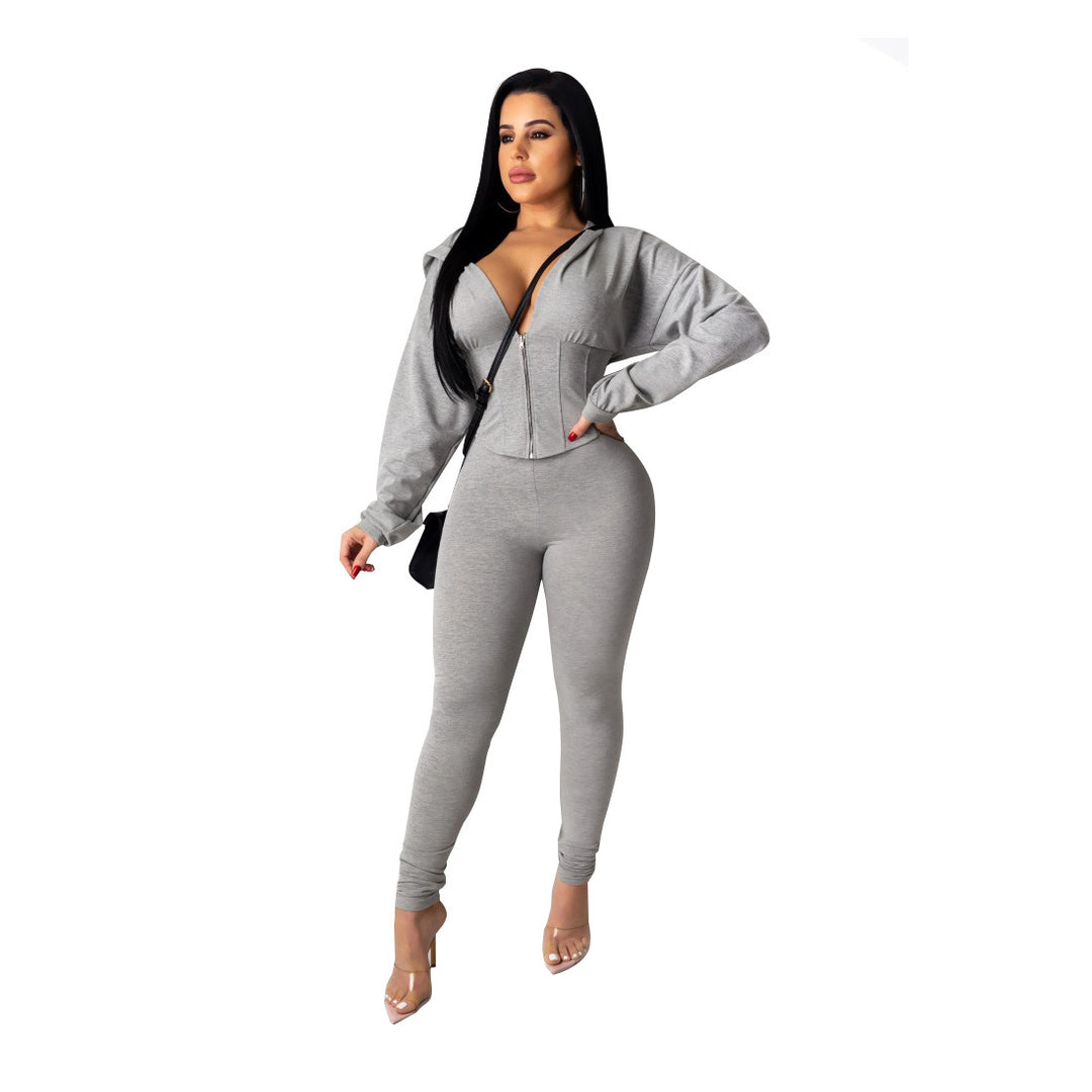 Ladies fitted romper with hood and tailored cut Lune London