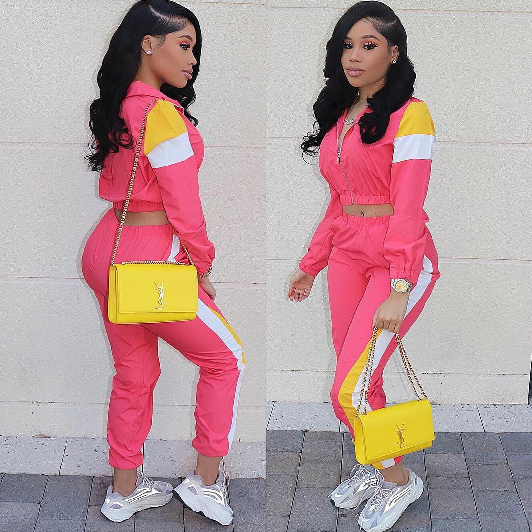 Women Elegant sports set with a trendy crop-top and slim joggers Lune London