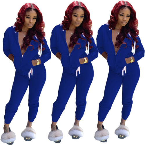 Women Sporty Jumpsuit with Hood and Side Pockets Lune London