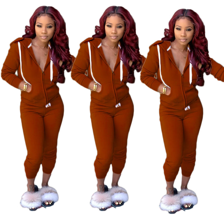 Women Sporty Jumpsuit with Hood and Side Pockets Lune London