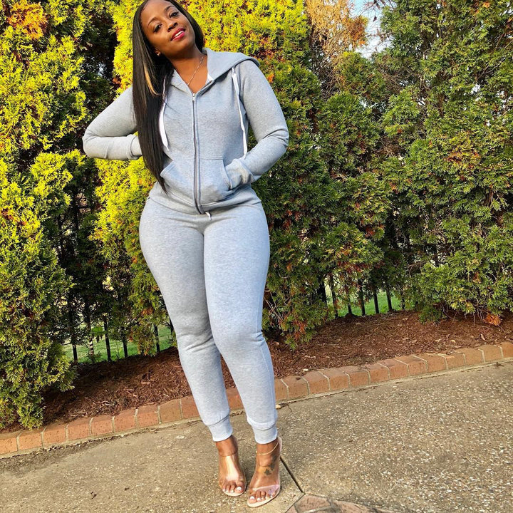 Women Sporty Jumpsuit with Hood and Side Pockets Lune London