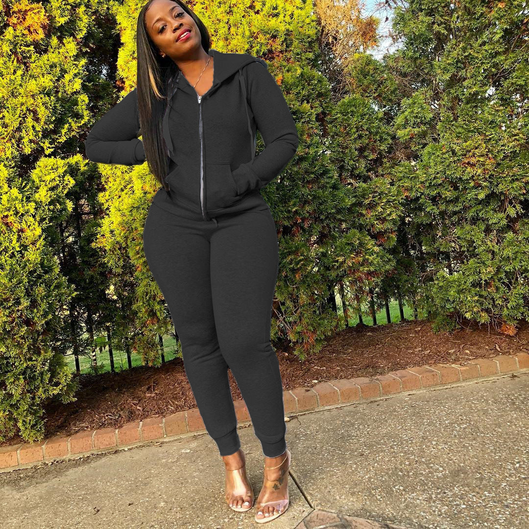 Women Sporty Jumpsuit with Hood and Side Pockets Lune London