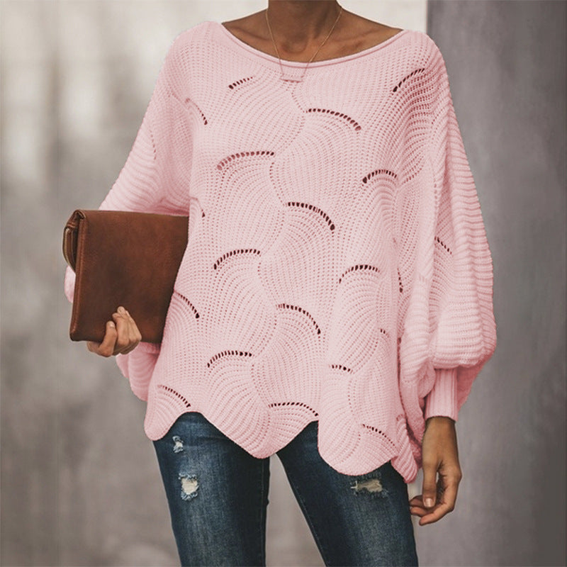 Casual knitted sweater for women with a unique wavy pattern Lune London