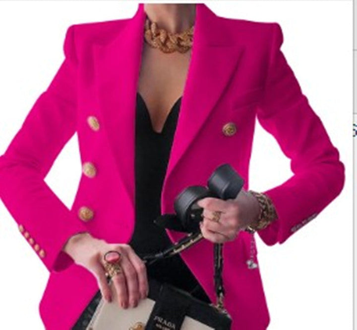 Women's Elegant Double-Breasted Blazer with Golden Buttons Lune London