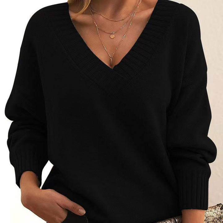 Chic und Stil | Casual V neck sweater for women