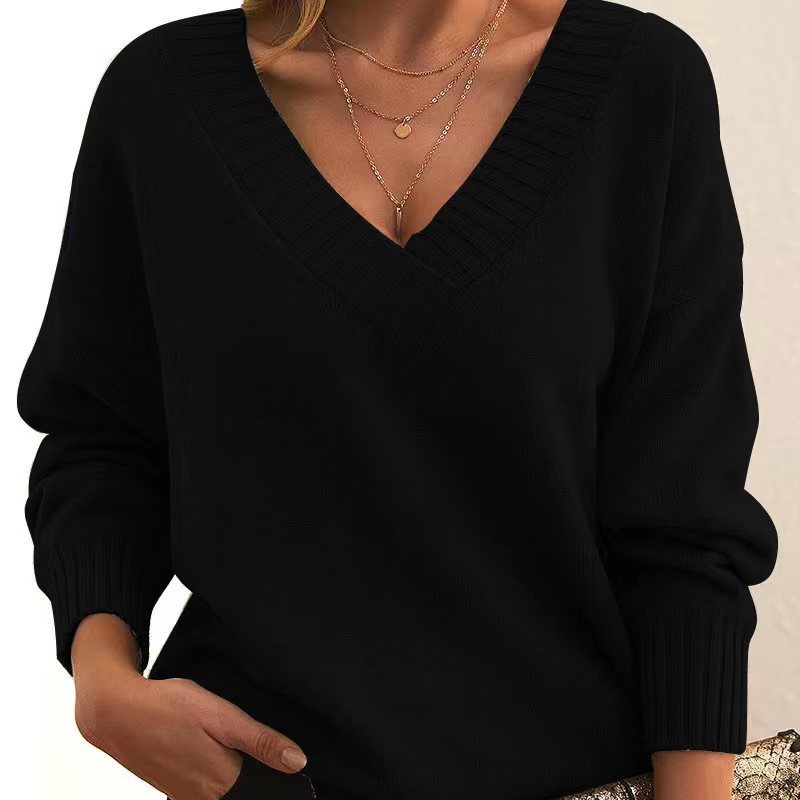 Chic und Stil | Casual V neck sweater for women