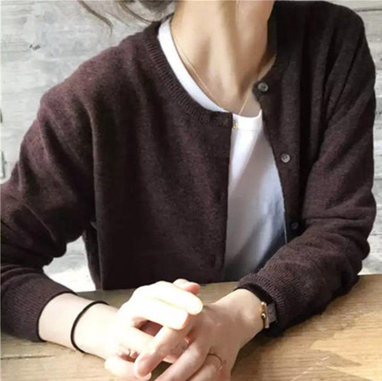 Ladies cardigan with fine texture and elegant button details Lune London