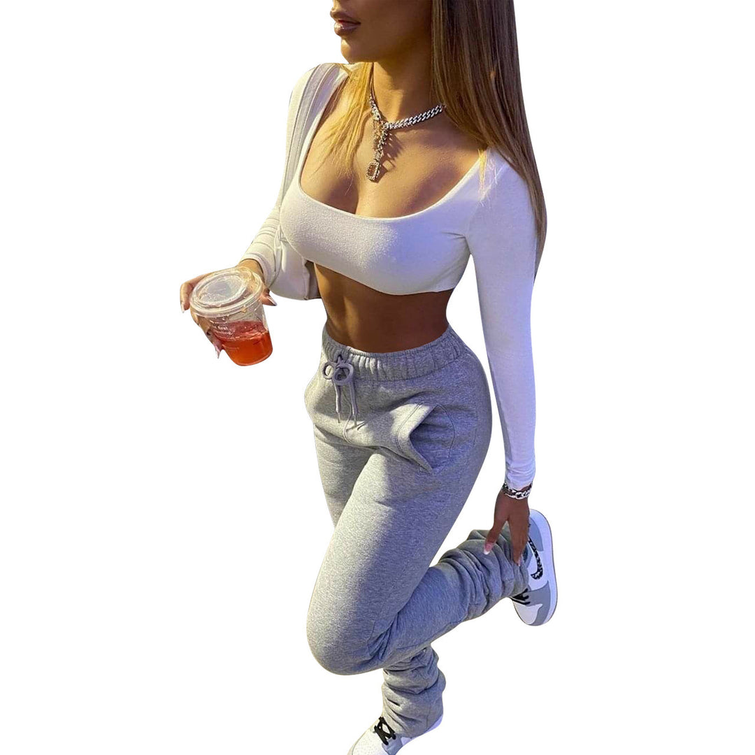 Casual women's sports pants with elastic waistband and practical side pockets Lune London