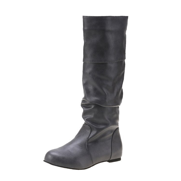 Women's Elegant Boots with Modern Pleat Design and Comfortable Block Heel Chic Und Stil