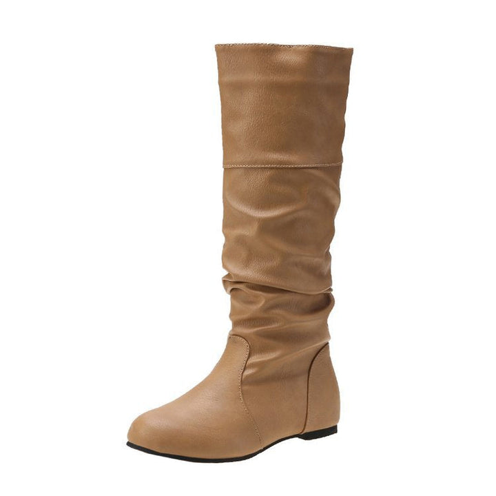 Women's Elegant Boots with Modern Pleat Design and Comfortable Block Heel Chic Und Stil