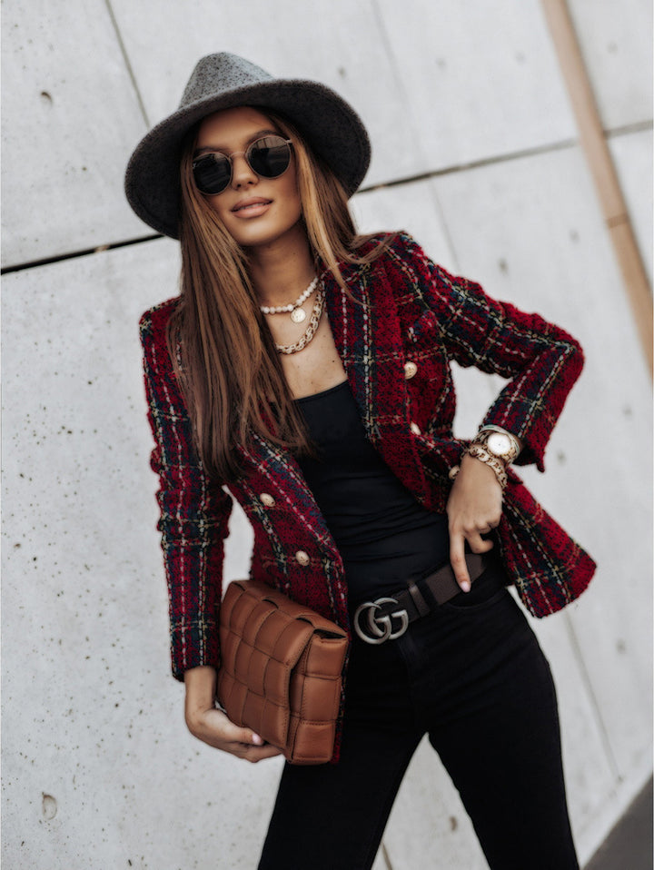 Elegant checked blazer jacket for women Lune London