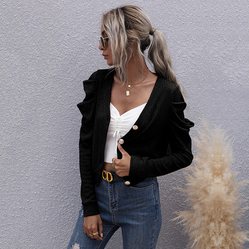 Ladies casual cardigan with flounce sleeves Lune London