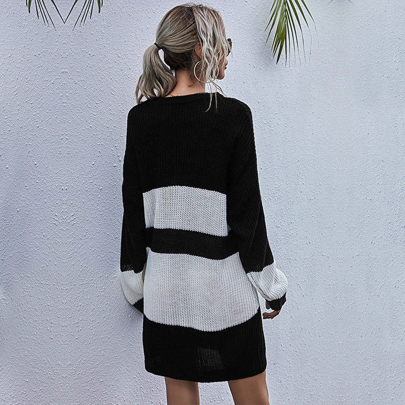 Robe pull oversize pour femme avec un motif à rayures en bloc tendance Chic & Stil